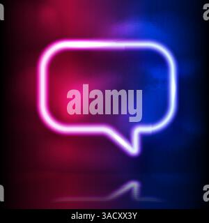 Glowing neon speech bubble vector frame. Glowing lighting and smoke loops. Pink blue spectrum vibrant colors, laser show Stock Vector