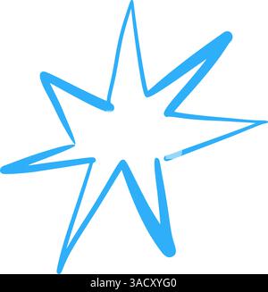 Hand-drawn star icons with crayon texture. Playful sketch elements, brush strokes and scribble patterns. Flat vector illustration isolated on white Stock Vector