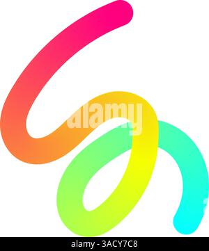 Abstract gradient wave pattern with wavy 3D shapes and geometric squiggles. Modern doodle design with colorful ribbon elements. Flat vector Stock Vector
