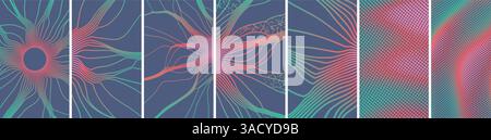 Array with dynamic emitted particles. Abstract science or technology background. Cover design template. 3d vector illustration for brochure, poster, p Stock Vector