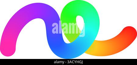 Abstract wavy gradient lines with playful squiggle shapes, colorful ribbon elements, geometric doodle pattern, and fluid 3D design. Flat vector Stock Vector