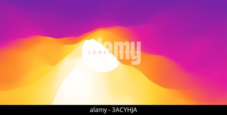 Sky with the sun in the clouds. Sunset. Background of nature. Modern pattern. 3d vector illustration for brochure, poster, presentation, flyer or bann Stock Vector