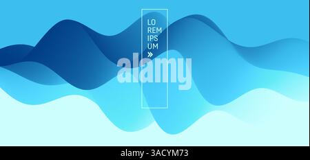 Blue abstract ocean seascape. Sea surface. Realistic landscape with waves. Nature background. Cover design template. 3d vector illustration for banner Stock Vector