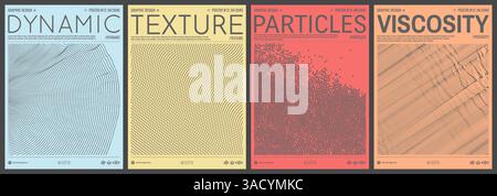 Circular grid pattern. Array with dynamic particles. Background of black dots randomly moving on backdrop. Chaotic concentration and dispersion of sma Stock Vector