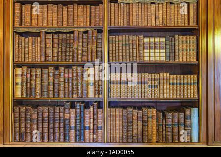 Harewood, Leeds, West Yorkshire, England, Great Briton, United Kingdom. May 2, 2022. Books in the library of Harewood House, an 18th Century Treasure Stock Photo