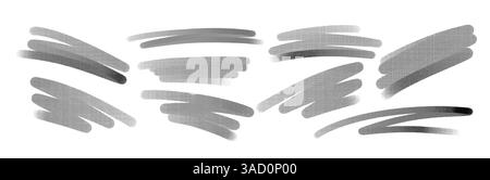 Vector Illustration Set Of Artistic Monochrome Background Featuring Abstract Grayscale Brush Strokes And Patterns, Ideal For Design Projects, Graphic Stock Vector