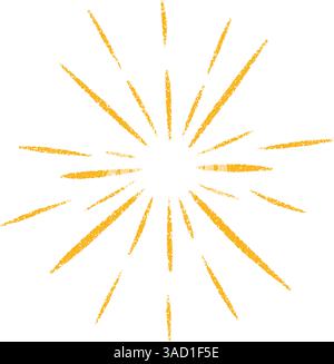 Radiating solar emblem with luminous flare patterns. Circular energy motif showcasing dynamic beams. Flat vector illustration isolated on white Stock Vector