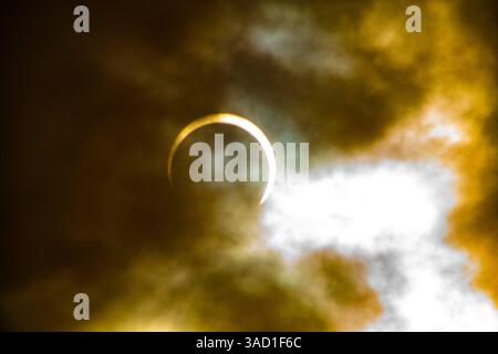 USA, Nevada, Winnemucca. Annular Solar Eclipse, Seven-eights Covered Stock Photo