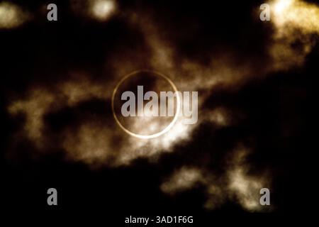 USA, Nevada, Winnemucca. Annular Solar Eclipse, Fully Covered Stock Photo