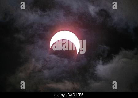 USA, Nevada, Winnemucca. Annular Solar Eclipse Stock Photo