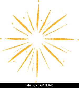 Radiating solar emblem with luminous flare patterns. Circular energy motif showcasing dynamic beams. Flat vector illustration isolated on white Stock Vector