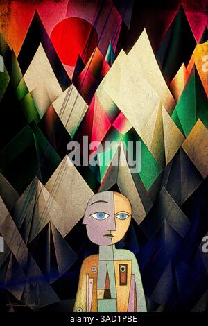 Abstract Art, Climb Every Mountain (Fictitious mountain scene) Stock Photo