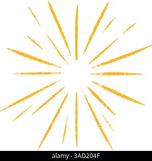Radiating solar emblem with luminous flare patterns. Circular energy motif showcasing dynamic beams. Flat vector illustration isolated on white Stock Vector
