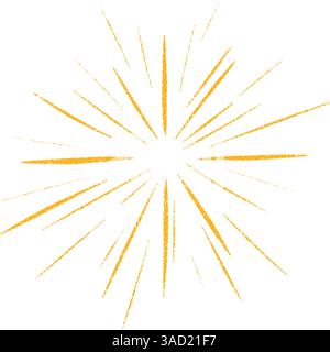 Radiating solar emblem with luminous flare patterns. Circular energy motif showcasing dynamic beams. Flat vector illustration isolated on white Stock Vector