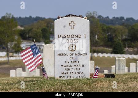 Desmond Doss is buried at Chattanooga National Cemetery in Tennessee