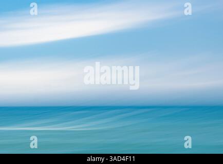 Blue and white abstract blur of sea and sky. Stock Photo