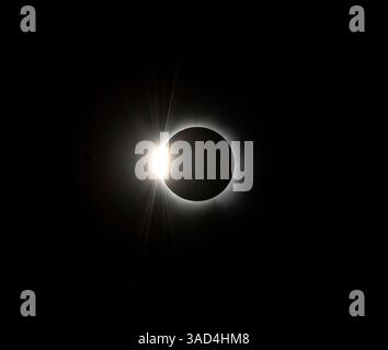USA, Arkansas. The Total Solar Eclipse of April 8, 2024, The Diamond Ring Effect Stock Photo