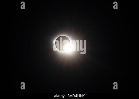 USA, Arkansas. The Total Solar Eclipse of April 8, 2024, The Diamond Ring Effect Stock Photo