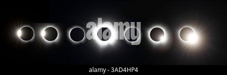 USA, Arkansas, A Composite of the Total Solar Eclipse of April 8, 2024, A Composite of the Stages of Totality Stock Photo