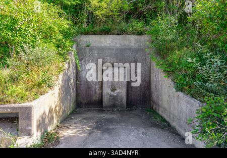 concrete underground bunker in camp hero Stock Photo