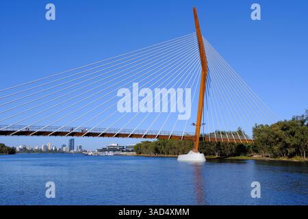 Triangle Bridge Perth Perth: Boorloo pedestrian and cycle cable-stayed bridge with city ...