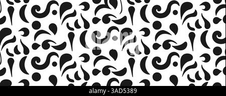 Black and White Abstract Pattern with Curved Shapes and Dots for Creative Projects, Modern Decor, Wallpaper, and Artistic Designs Stock Vector