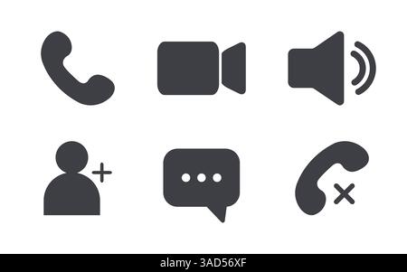 Icon Videocall collection. Set of video communication elements. Web app ui display template. Buttons for mobile, computer, laptop. Vector illustration Stock Vector