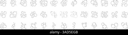 Soap Bubbles Line Icon Set. Cluster Of Various Sized Floating Soapy Air Bubbles Outline Symbol Collection. Editable Stroke. Isolated Vector Stock Vector