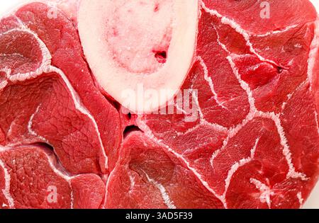 Close-up of fresh meat tenderloin, beef raw with bone Stock Photo