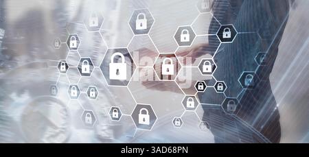 Cybersecurity concept. Data protection universal background. Stock Photo