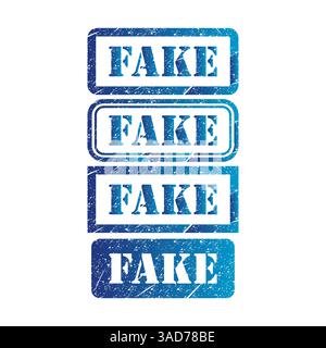 Set of Fake stamp symbol, label sticker sign button, text banner vector illustration . Stock Vector