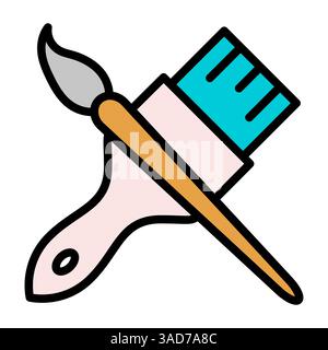 Paint brush icon, equipment painter tool flat web symbol, paintbrush vector illustration . Stock Vector
