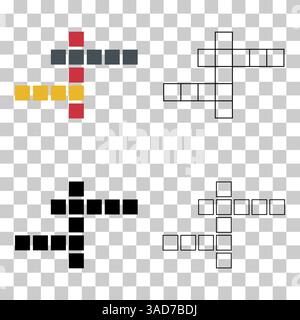 Set of Crossword concept icon, cross word graphic, web flat vector illustration . Stock Vector
