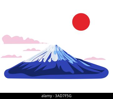 Mountain fujiama isolated, japanese landscape, for poster, flat vector Stock Vector