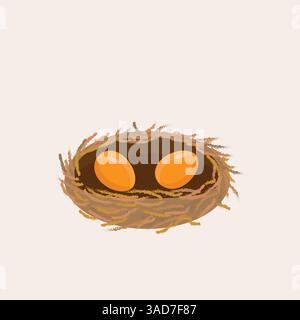 Nest of eggs flat design isolated, easter. Stock Vector
