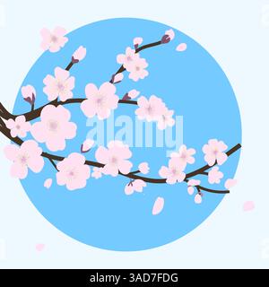Sakura vector flat design , japanese blooming, bloom tree spring Stock Vector