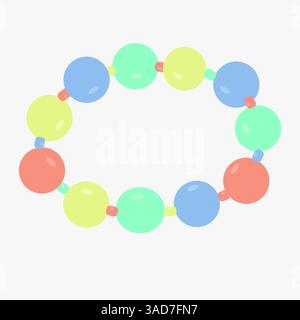 Kids jewelry, bead bracelet isolated, flat design Stock Vector