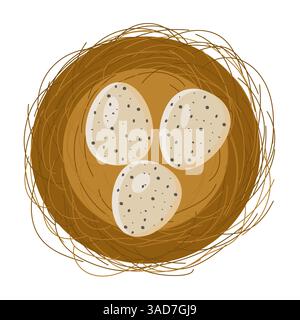 Nest of the bird with legs, top view, flat design. Stock Vector