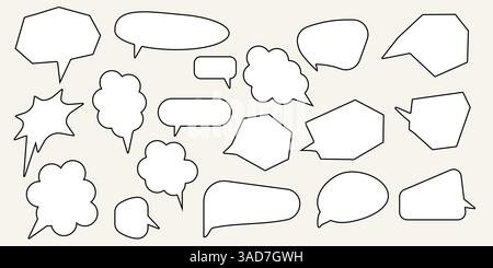 Set of  speech black bubbles,manga, chat speech or dialogue Stock Vector