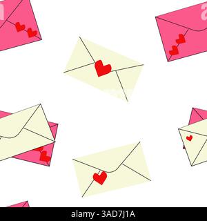 SEamless pattern with envelopes isolated with hearts, wallpaper. Stock Vector