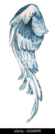 Watercolor hand painted wing. Artistic png painting isolated on a white ...