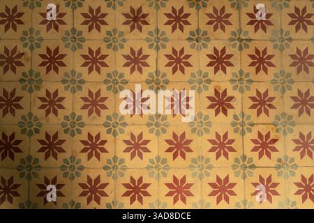 Vintage tile floor, Geometric pattern ceramic mosaic background Stock Photo