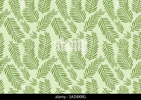 A botanical seamless pattern. Green branches pattern. Green leaves simple seamless pattern. editable stroke. Stock Vector