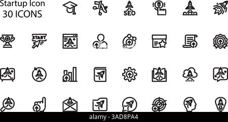 Set of Startup icons. Line art style icons bundle. vector illustration Stock Vector