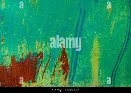 Peeling Green Paint Revealing Rust Stock Photo