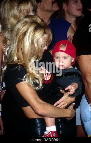 Aug 10, 1997; Hollywood, CA, USA; Actress PAMELA ANDERSON & son @ the induction ceremony for heavy metal glam band Motley Crue on the 'Rock Walk' in Hollywood..  (Credit Image: Terry Lilly/ZUMAPRESS.com) Stock Photo