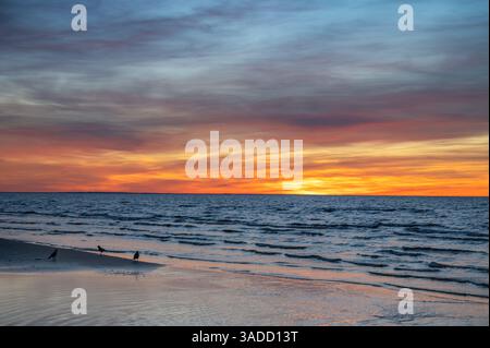 Baltic Sea and cloudy sky after sunset at Spring Stock Photo