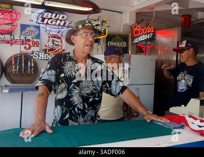 John Harte / The Californian.Fred Linder, Bob Seal and Bob Linder worked the Disabled American Veterans Chapter 20 National Order of Trench Rats Dugout 159 stand at the fair Saturday. On a scale of one to ten, Bob Linder estimated this year's business for the stand at ''around 8 or 9.''.CQ (Credit Image: The Bakersfield Californian/ZUMAPRESS.com) Stock Photo