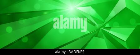 A vibrant green abstract vector illustration featuring geometric shapes and dynamic light effects, creating a modern and eye-catching design. Stock Vector