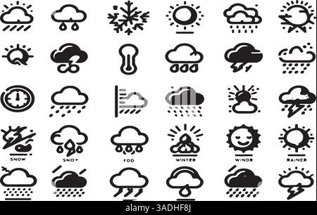 Weather Stroke Icon Collection - Editable Outline Design Stock Vector